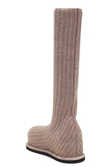 Amina Muaddi Veneda Stretch Fuzzy Knit Boot In | Thumbnail 3 Amina Muaddi Veneda Stretch Fuzzy Knit Boot In | Thumbnail 3