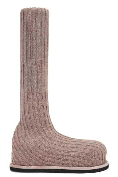 Amina Muaddi Veneda Stretch Fuzzy Knit Boot In | Thumbnail 1 Amina Muaddi Veneda Stretch Fuzzy Knit Boot In | Thumbnail 1