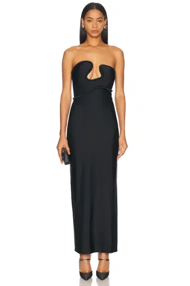 ADRIANA DEGREAS Waves Strapless Long Dress | Thumbnail 1