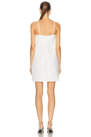 ADRIANA DEGREAS Solid Inamorata Deep V Mini Dress | Thumbnail 3