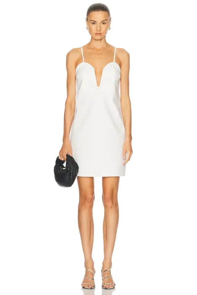 ADRIANA DEGREAS Solid Inamorata Deep V Mini Dress