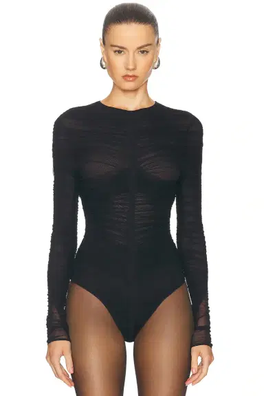 Mugler Mesh Long Sleeve Bodysuit | Thumbnail 2