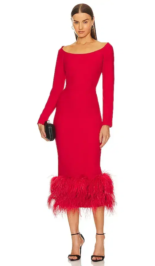 Feather Midi Dress