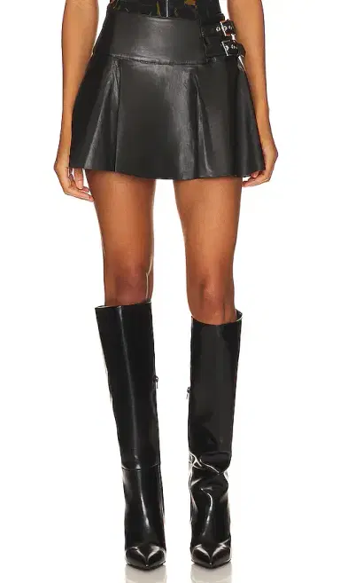 WeWoreWhat Faux Leather Buckle Mini Skort | Thumbnail 1