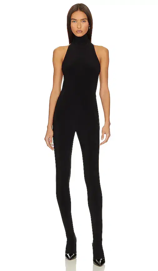 Norma Kamali X Revolve Halter Turtle Catsuit With Footsie