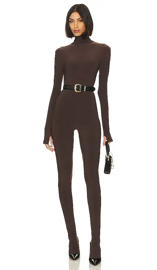 Norma Kamali Slim Fit Turtle Catsuit With Footsie