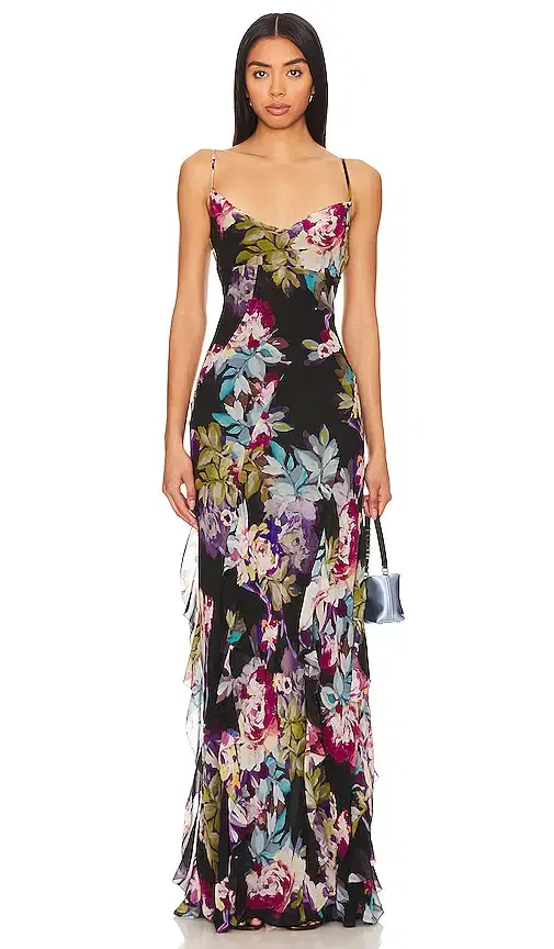 NICHOLAS Kamila Ruffle Cowl Gown