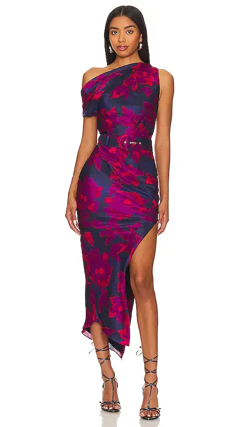 NICHOLAS Calantha Off Shoulder Midi Dress