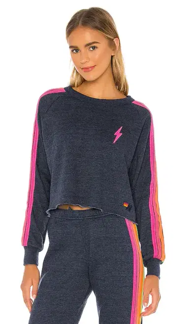 Aviator Nation Bolt Cropped Classic Crewneck | Thumbnail 1 Aviator Nation Bolt Cropped Classic Crewneck | Thumbnail 1