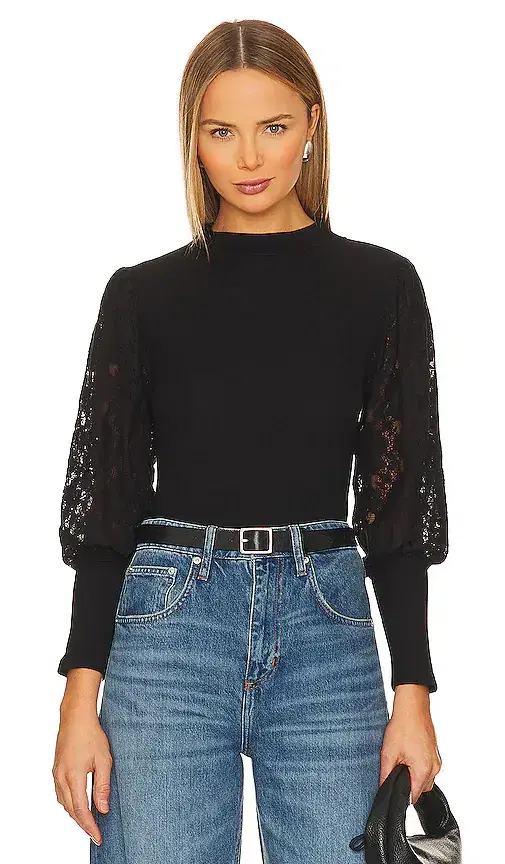 Bobi Lace Long Sleeve Sweater