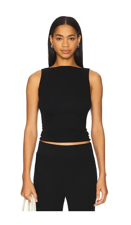 Enza Costa Silk Knit Sleeveless Boatneck Top