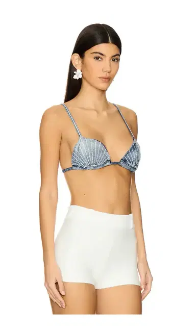 Agua Bendita Lolita Denim Silver Bikini Top | Thumbnail 2