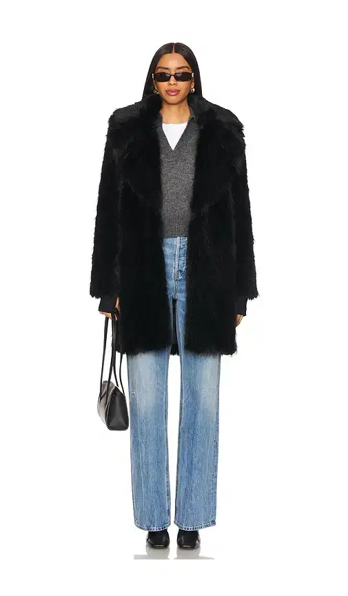Faux Fur Mid Coat 34
