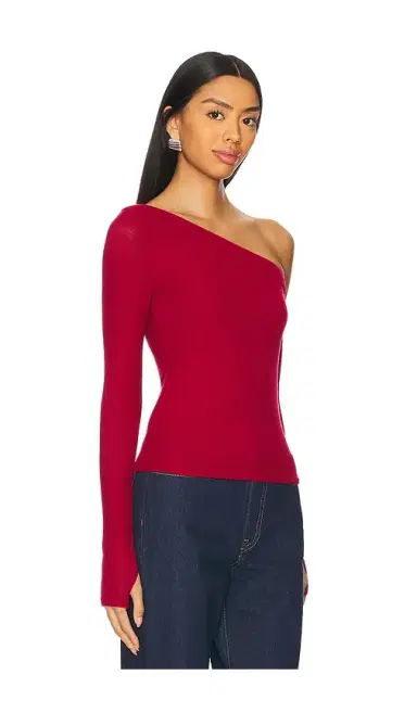 Michael Lauren Magdaleno Asymmetrical Fitted Cold Shoulder Long Sleeve Top | Thumbnail 2