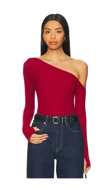 Michael Lauren Magdaleno Asymmetrical Fitted Cold Shoulder Long Sleeve Top | Thumbnail 1
