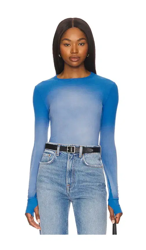 Michael Lauren Alick Long Sleeve Fitted Top With Thumbhole