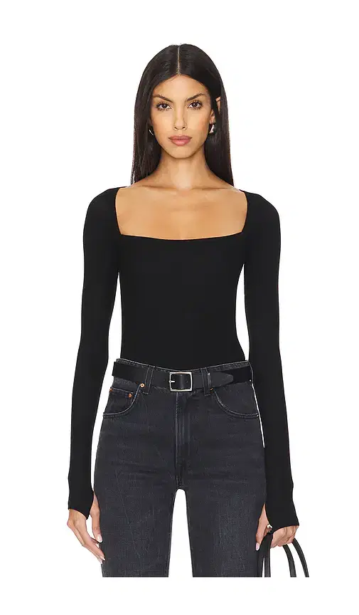 Kaleb Long Sleeve W/ Square Neckline Double Layered Top