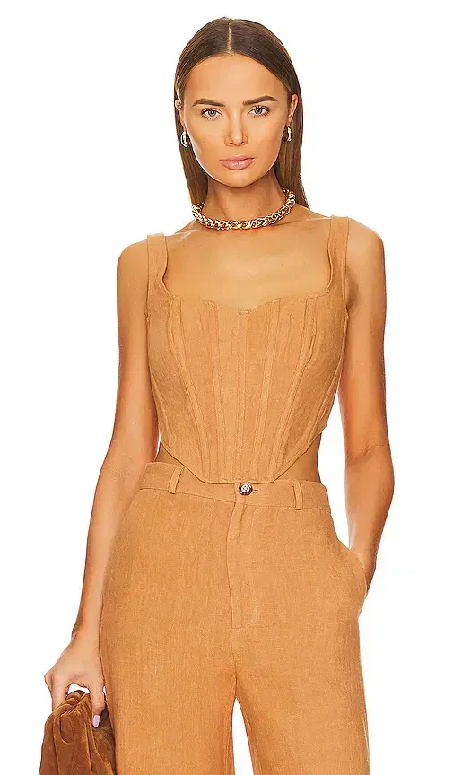 Bardot Linen Corset Bustier