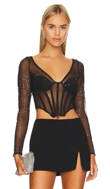 Bardot Sequin Mesh Corset Top | Thumbnail 1 Bardot Sequin Mesh Corset Top | Thumbnail 1