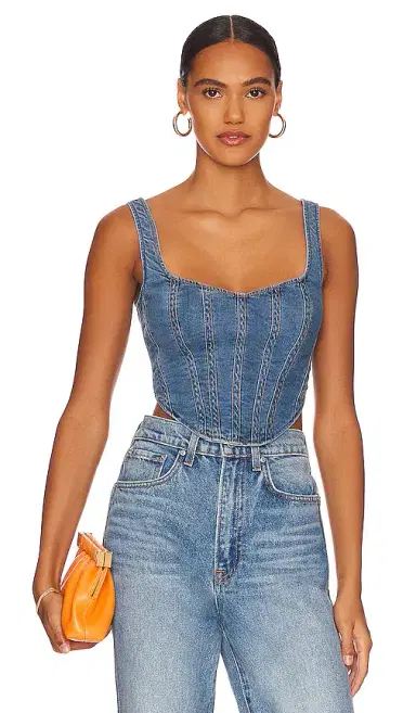 Bardot Denim Corset Bustier | Thumbnail 1