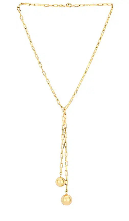 By Adina Eden Double Ball Link Drop Lariat Necklace