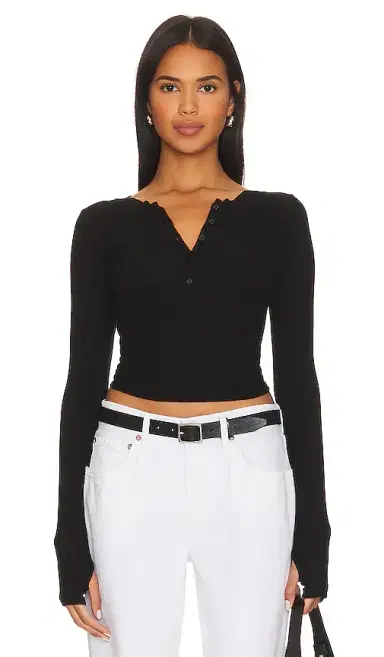ENZA COSTA Rib Baseball Henley | Thumbnail 1 ENZA COSTA Rib Baseball Henley | Thumbnail 1