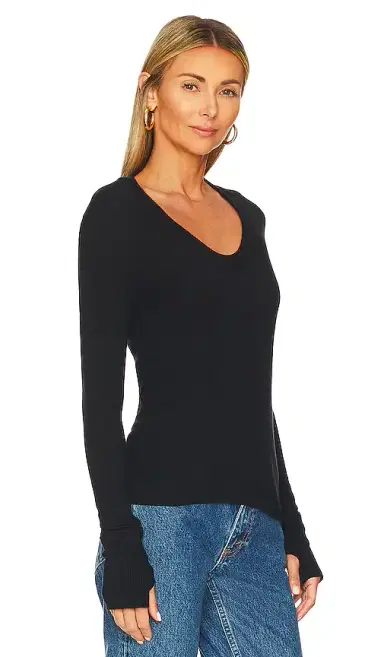 ENZA COSTA Cashmere Easy Cuffed U Top | Thumbnail 2