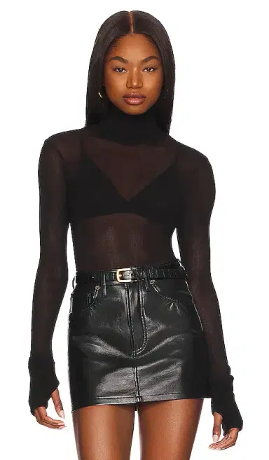 ENZA COSTA Mesh Cuffed Turtleneck | Thumbnail 1 ENZA COSTA Mesh Cuffed Turtleneck | Thumbnail 1