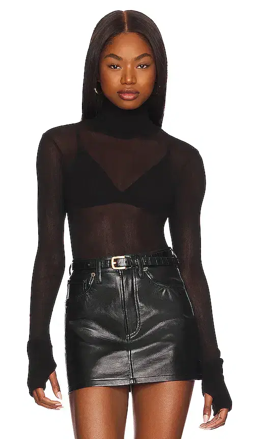 Enza Costa Mesh Cuffed Turtleneck