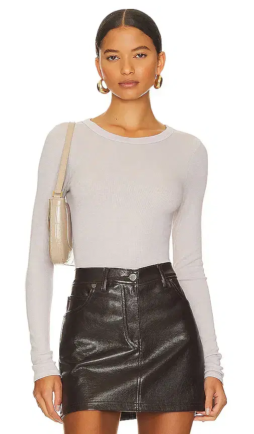 Enza Costa Silk Knit Long Sleeve Tuck Top