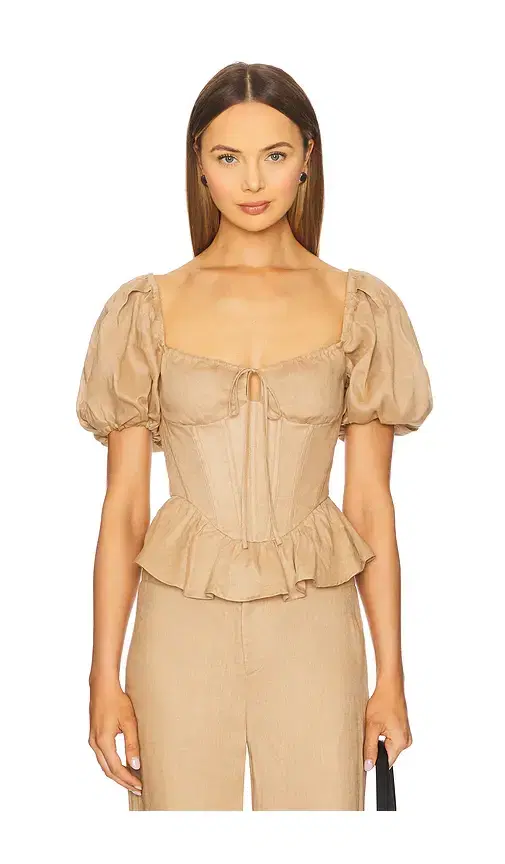 Bardot Esra Puff Sleeve Corset Top