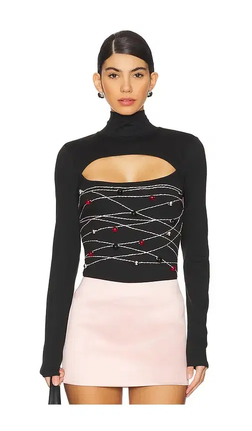 Susan Fang Beaded Long Sleeve Top