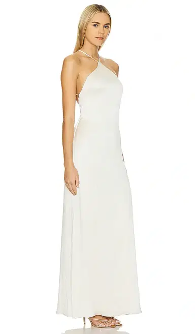 Line & Dot Glossy Halter Maxi Dress | Thumbnail 2 Line & Dot Glossy Halter Maxi Dress | Thumbnail 2