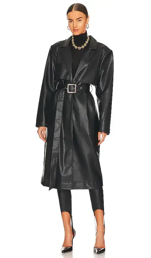 Faux Leather Trench