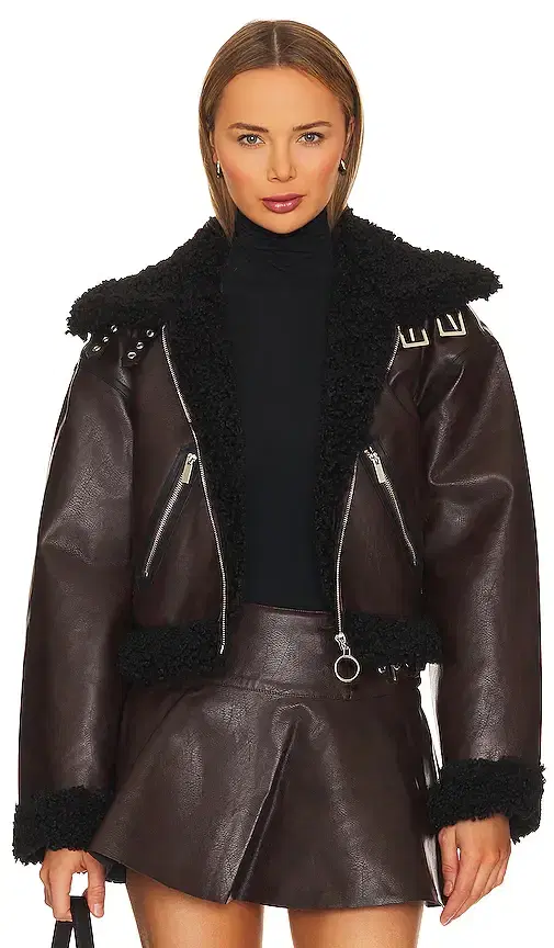 Cropped Sherpa Moto Jacket