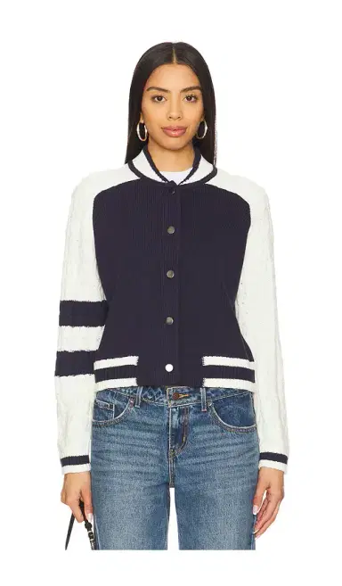 Central Park West Cable Sleeve Knit Bomber | Thumbnail 2