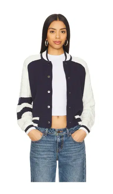 Central Park West Cable Sleeve Knit Bomber | Thumbnail 1