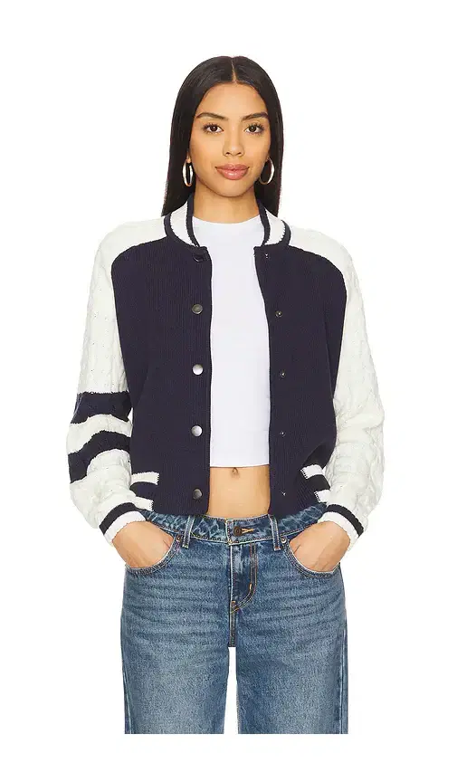Central Park West Cable Sleeve Knit Bomber
