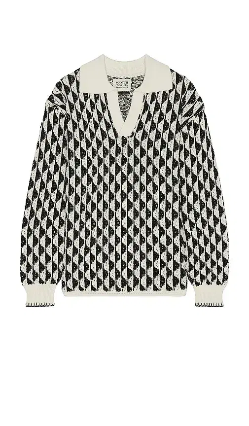 Dropped Shoulder Polo Sweater