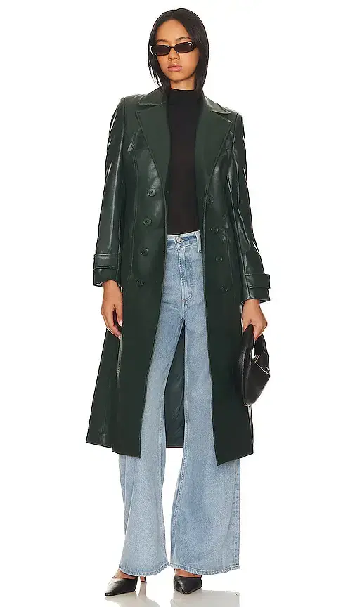Faux Leather Trench Coat