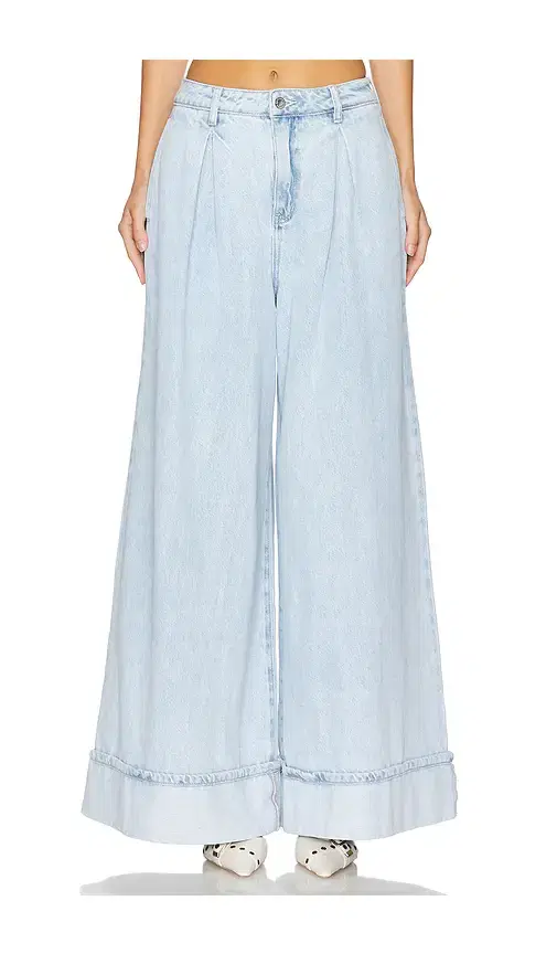 WeWoreWhat Pleated Wide Leg Jeans