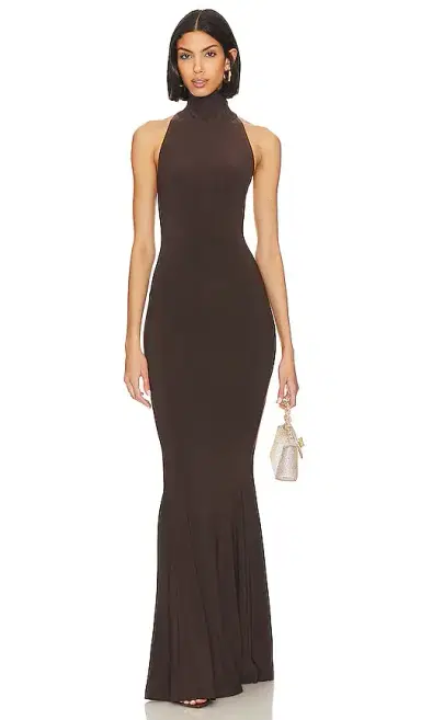 Norma Kamali Halter Turtle Fishtail Gown | Thumbnail 1 Norma Kamali Halter Turtle Fishtail Gown | Thumbnail 1