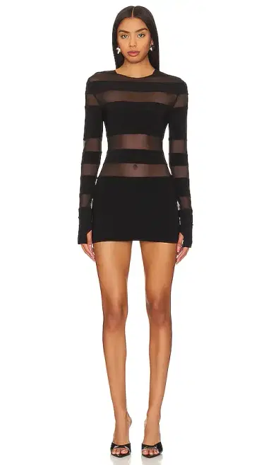 Norma Kamali Spliced Long Sleeve Pickleball Dress | Thumbnail 1 Norma Kamali Spliced Long Sleeve Pickleball Dress | Thumbnail 1