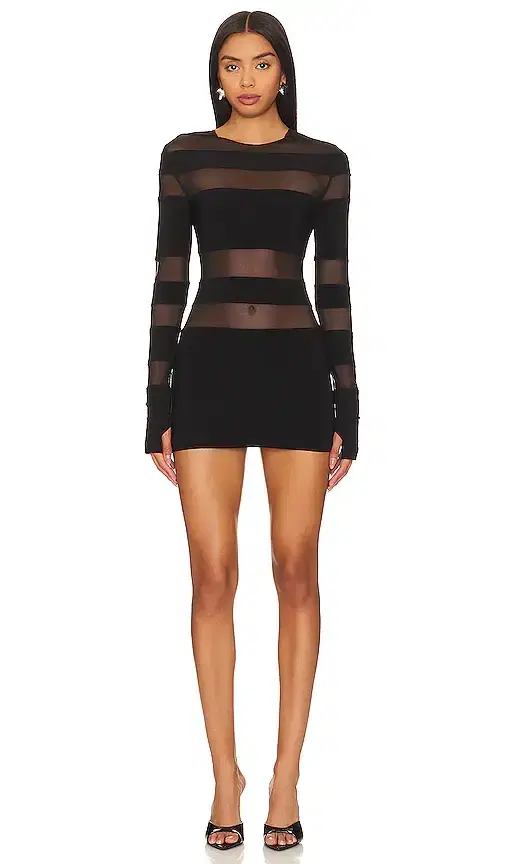 Norma Kamali Spliced Long Sleeve Pickleball Dress