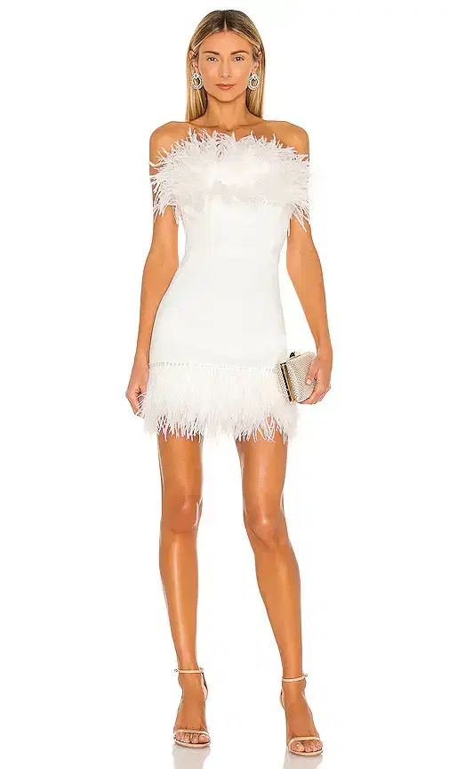 Bronx Banco Lola Blanc Mini Feather Dress