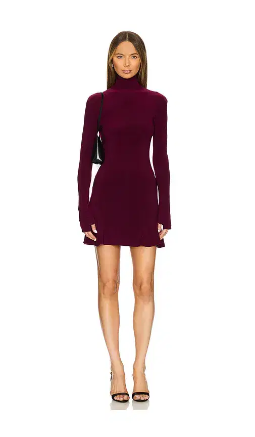 Norma Kamali x REVOLVE Long Sleeve Turtleneck Fishtail Mini Dress