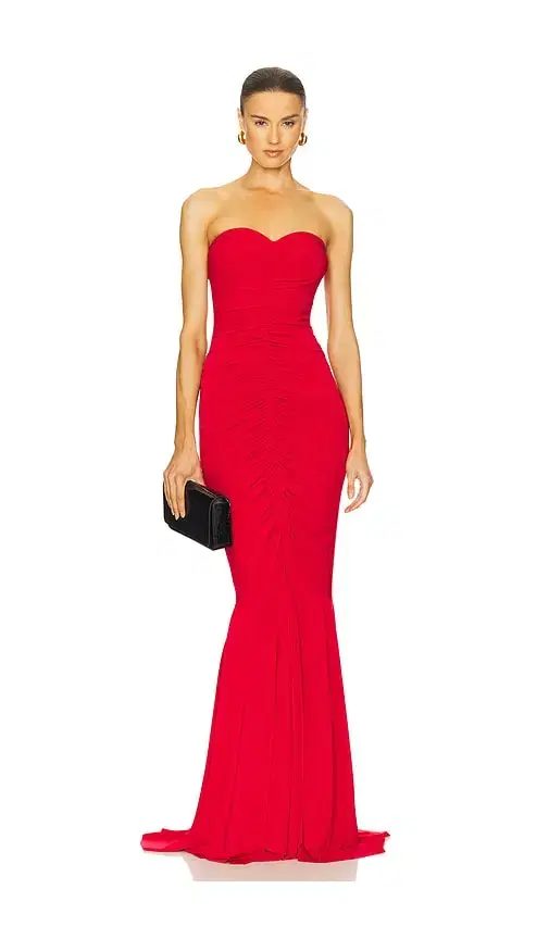 x REVOLVE Strapless Shirred Front Fishtail Gown