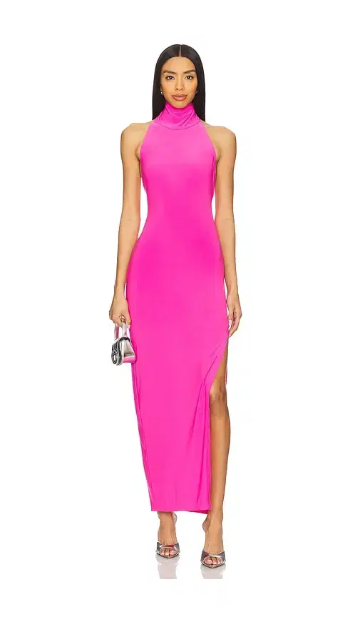 Norma Kamali x REVOLVE Halter Turtleneck Side Slit Gown