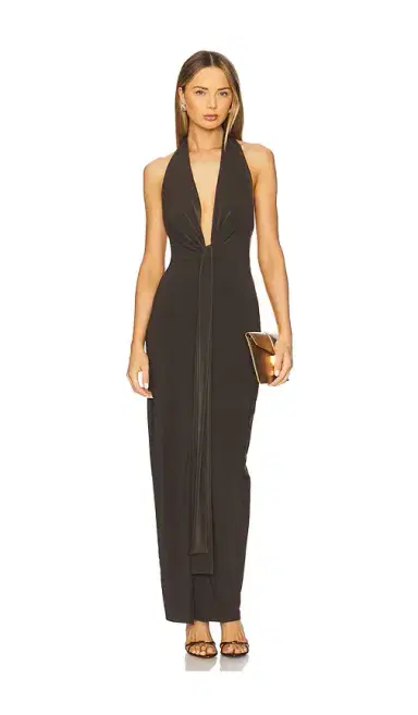 Norma Kamali x REVOLVE Tie Front Halter Gown | Thumbnail 2 Norma Kamali x REVOLVE Tie Front Halter Gown | Thumbnail 2