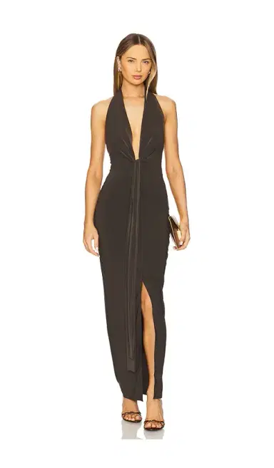 Norma Kamali x REVOLVE Tie Front Halter Gown | Thumbnail 1 Norma Kamali x REVOLVE Tie Front Halter Gown | Thumbnail 1